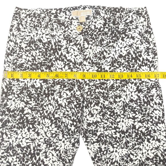 Michael Kors Pants Women’s Sz 2 Chocolate White Floral Stretch Comfort $110 - Picture 4 of 14